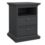 Paris Bedside 2 Drawers in Matt Grey - Image 3