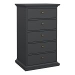 Paris Chest 5 Drawers in Matt Grey - Image 3