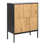 Seaford 3 Door 2 Drawer Sideboard in Black & Oak - Image 3