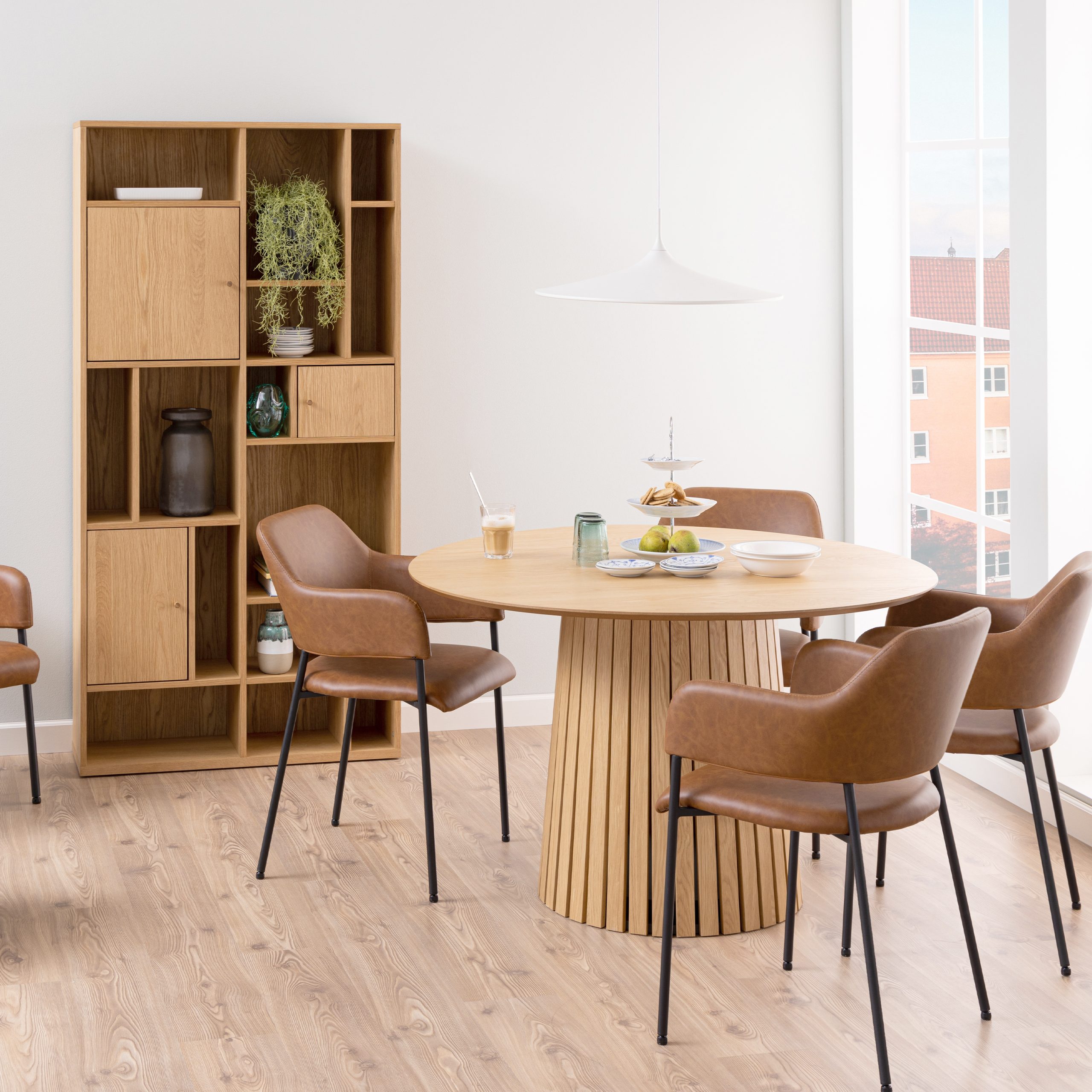 90AH000022095_2 Christo Round Dining Table in Oak - Image 1