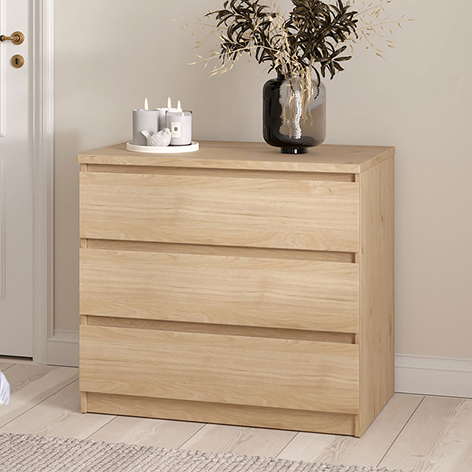 kjlrgji Edmore 3 Drawer Chest in Sonoma Oak - Image 1
