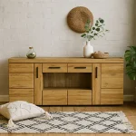 Cortina 4 Door Wide Glazed Sideboard in Grandson Oak