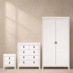 Barcelona Package - Bedside Table 2 Drawers  Chest 5 Drawers  Wardrobe with 2 Doors in White