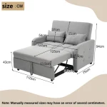 Multifunctional Folding Sofa Bed with Adjustable Backrest – Dark Grey - Image 2