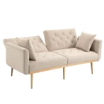 Modern 2-Seater Sofa with Adjustable Backrest – Beige Loveseat - Image 5