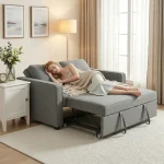 HOMCOM Double Sofa Bed – Click Clack Adjustable Grey Sofa - Image 2