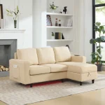 3-Seater L-Shaped Sofa with Reversible Chaise, USB & Type-C Charging – Beige - Image 2