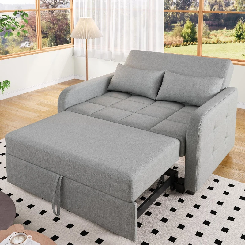 5kq9c8199e662e49b.jpg Multifunctional Folding Sofa Bed with Adjustable Backrest – Dark Grey - Image 1
