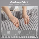HOMCOM 2 Seater Click Clack Sofa Bed – Light Grey Corduroy - Image 7
