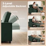 HOMCOM 2 Seater Sofa Bed 3-in-1 Convertible Sleeper – Dark Green - Image 6