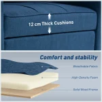 HOMCOM 3-in-1 Single Sofa Bed, Convertible Sleeper Chair Bed - Dark Blue - Image 8