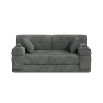 Corduroy Convertible Sofa Bed – 2-Seater Sleeper Sofa, Dark Gray - Image 2