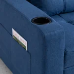 HOMCOM 3-in-1 Single Sofa Bed, Convertible Sleeper Chair Bed - Dark Blue - Image 6