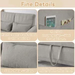 Two-Seater Pull-Out Sofa Bed with Adjustable Backrest – Light Gray - Image 8