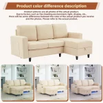 3-Seater L-Shaped Sofa with Reversible Chaise, USB & Type-C Charging – Beige - Image 10