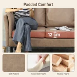 HOMCOM Two-Seater Leathaire Sofa - Light Brown - Image 9
